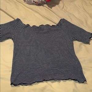 black/white striped crop top
